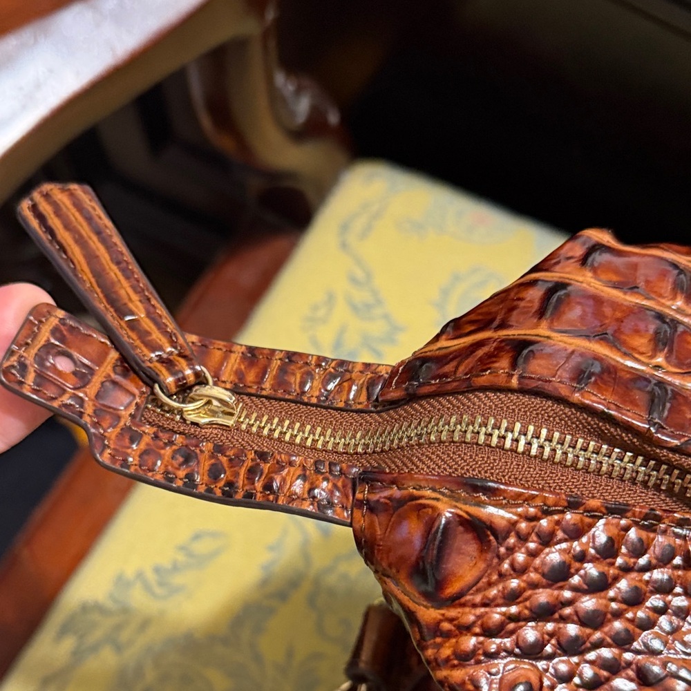 Brahmin Cognac Embossed Croc Leather Tote - Picture 3 of 14